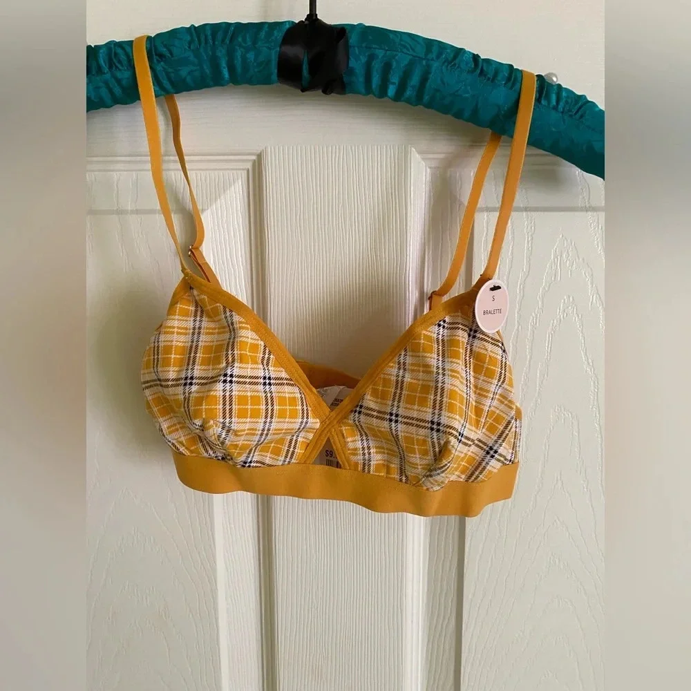Yellow plaid bralette NWT - Picture 1 of 5